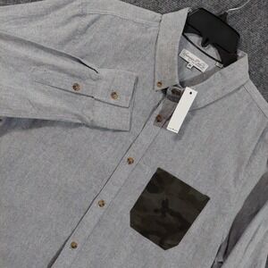 Sovereign Code Shirt Mens XL Gray MAPS Camo Pocket Button Up Cotton Casual W1828